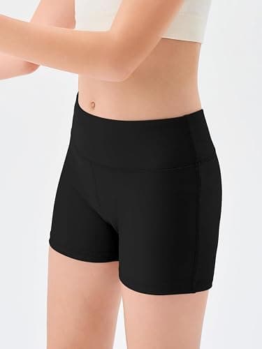 Haloumoning Girls Athletic Shorts Kids High Waisted Yoga Dance Biker Shorts Comfy Gymnastics Shorts 5-14Y thumbnail 2
