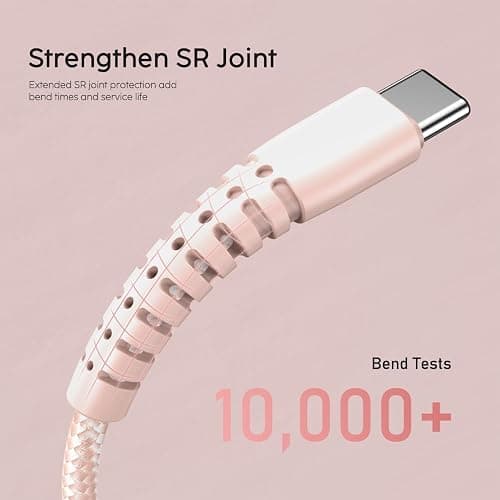 USB C to USB C Cable 60W 3-Pack (3.3ft+6.6ft+10ft) Braided iPhone 15 Cord Type C to Type C Cable Fast Charging for Apple iPhone 17,16,15,15 Pro Max,15 Plus,MacBook Air,iPad Pro (Pink) thumbnail 4