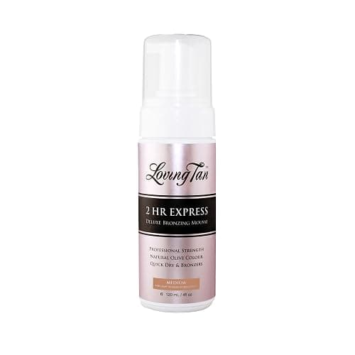 Loving Tan 2 HR Express Self Tanning Mousse, Medium - Streak Free, Natural, Professional Quality - 5+ Sunless Self Tanner Applications per Bottle, Cruelty Free, Naturally Derived DHA - 4 FL Oz - Image 1