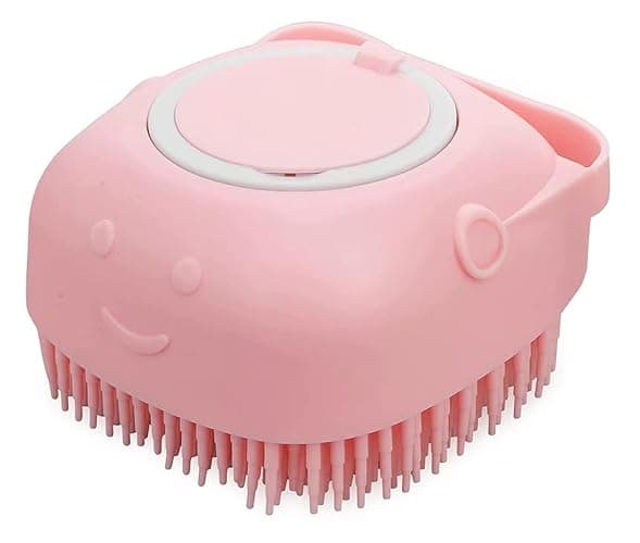 Pet Bath Massage Brush Puppy Dog Cat Grooming Cleaning Soft (Pink) - Image 1