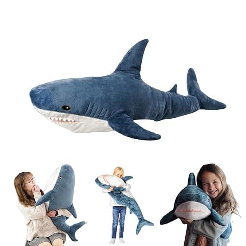 39.5-inch Plush Shark Toy Pillow, Giant Shark Stuffed Animal,Soft Shark Cushion Pillow Shark Plush Pillows,Chubby Stuffed Shark Toy - Children s Boys and Girls Room Decoration Bedtime Gift (Blue) - Image 1