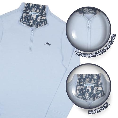 Tommy Bahama Boys Pullover Quarter-Zip Long-Sleeved Sweater & Shorts Set, Casual 2-Piece Back to School Outfit for Kids thumbnail 2