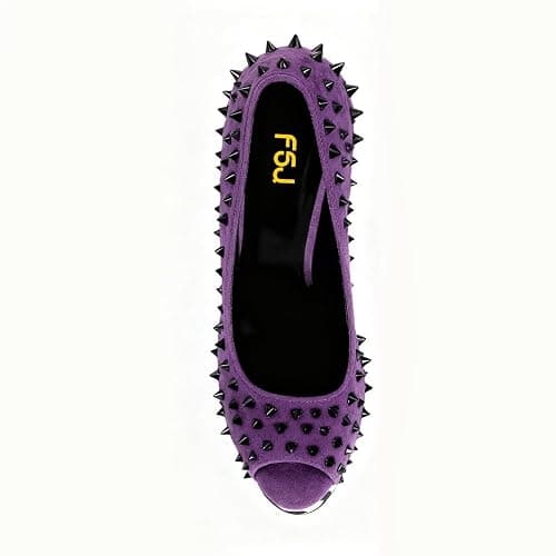 FSJ Women Classic Rivets Platform Heel Peep Toe Pumps High Stiletto Heel Slip On Studded Sexy Wedding Party Dance Shoes Size 4-16 US thumbnail 3