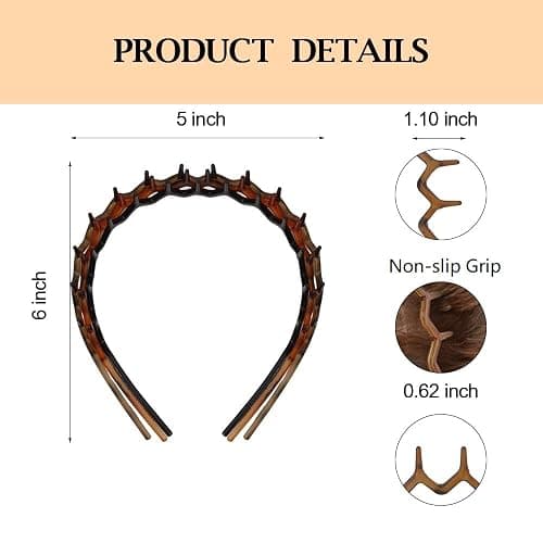 FASOTY Set of 3 Zig Zag Headbands Plastic Hair Bands Men Women Headbands Non Slip Sharks Tooth Hair Comb Headband 90s Wavy Headband with Teeth Black Brown Amber thumbnail 2