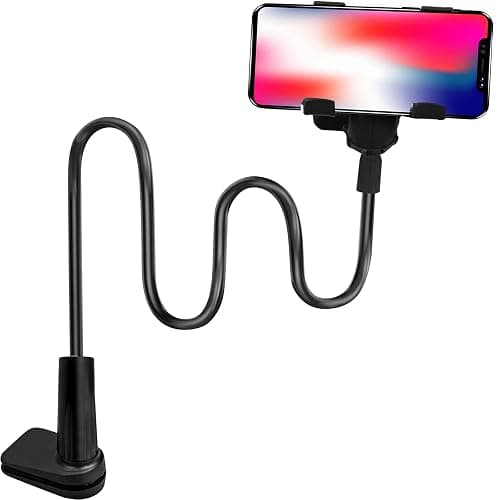 Xiumeso Support de Téléphone Portable à Col de Cygne, Support de Tablette et Smartphone Pliable-Bras Flexible 360 Clip De Montage Support, Noir 75 cm de Longueur Totale - Image 1