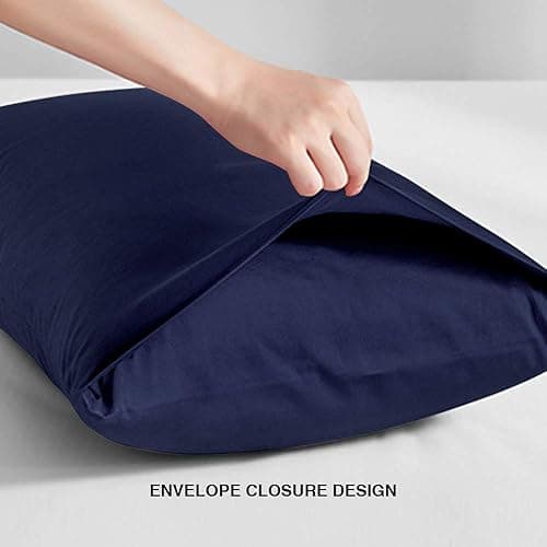 FLXXIE Microfiber Pillow Cases Queen Size Set of 2, Soft Pillowcases with Envelope Closure, Wrinkle Resistant Pillow Covers, 20x30, Navy thumbnail 4