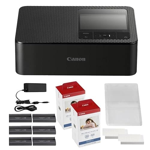 Canon SELPHY CP1500 Compact Photo Printer | Black with 2 x KP-108IN Color Ink and Paper Set (3 Items) - Image 1