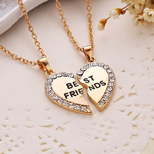 Best Friends Necklace for 2 Girls BFF Half Heart Shaped Necklaces for Women Bestie Gifts Necklaces Match Necklace for Best Friends Female Friendship Necklace thumbnail 2