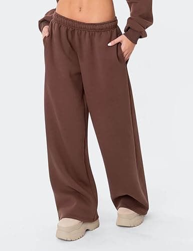 HeSaYep Women's Fleece Lined Sweatpants Wide Leg Thermal Winter Warm Baggy Sweat Pants with Pockets thumbnail 4