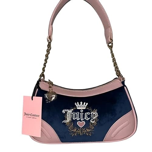 Juicy Couture Velour Heritage Shoulder Bag Regal Blue/Dusty Blush thumbnail 2