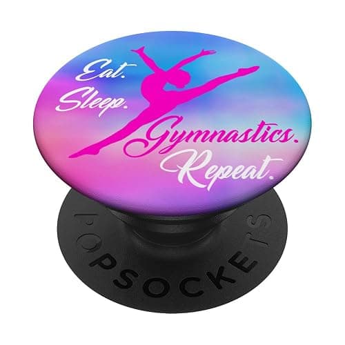 Gymnastics Gymnast Gift Charm Girls Women - Eat Sleep Repeat PopSockets PopGrip: Swappable Grip for Phones & Tablets PopSockets Adhesive PopGrip - Image 1