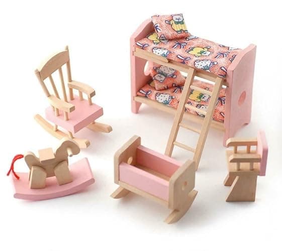 Melody Jane Puppenhaus Pink Holz Kinderzimmer Schlafzimmer Set Miniatur 3 Jahre Plus Möbel thumbnail 2