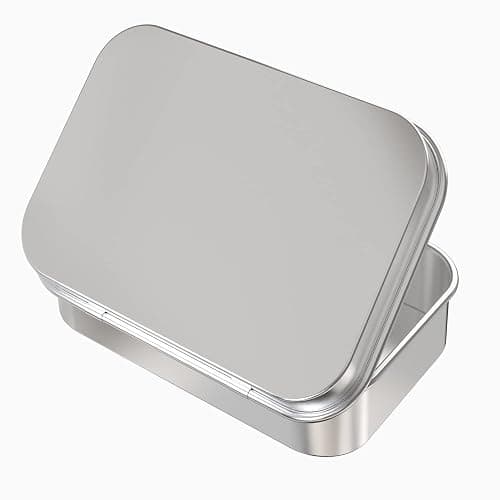 Hulless Small Hinged Tin Box Metal Tins Storage Containers, Silver 6Pcs | Portable Craft Organizer for Home Storage to pills, candies, herbs, planting seed, nail art etc thumbnail 4