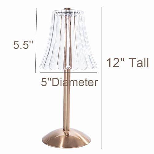 Cordless Table Lamps for Home,Dining Room, Gold Rechargeable Lamps, USB Charge 12'' Tall LED Brass Portable Outdoor Indoor Desk Lamp with Built-in Dimmer (Champagne Gold-Flower) thumbnail 6