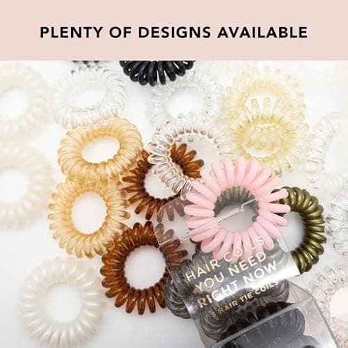 Kitsch Spiral Hair Ties for Women - Creaseless and Dent-free Coil Hair Ties | No Damage, Phone Cord Coils | Made of Flexible and Durable Plastic | Ideal Gifts for Women - 4pcs (Clear/Transparent) thumbnail 7