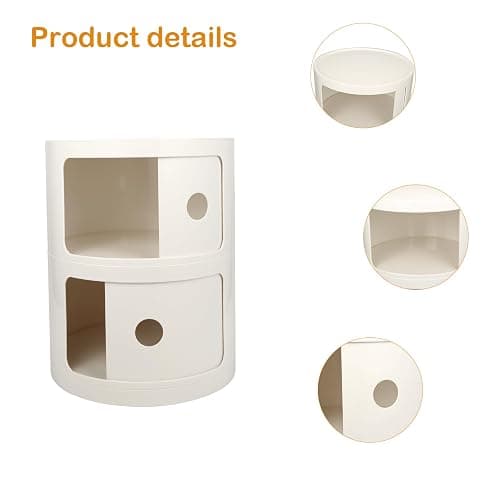 FZANVAN 2-Tier Round Bedside Table, Narrow Storage Cabinet, Small Stylish Storage Cabinet, no Installation Required, Suitable for Living Room and Bedroom, Small Space thumbnail 5