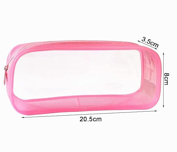 HiChange Clear Pencil Case Transparent PVC Pencil Cases Clear Pencil Bag for Exam (Pink-1Pack) thumbnail 3