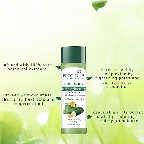 Biotique Bio Cucumber Pore Tightening Toner with Himalayan Waters for Normal to Oily Skin -120 ML/ 4.06Fl.Oz. I Help from Harmful Effects of Sun I Berberis aristata, Cucumis sativus thumbnail 3