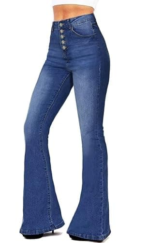 KDF Flare Jeans for Women Women's Bootcut Bell Bottom Jeans High Waisted Stretch Slimming Bell Bottoms Jeans thumbnail 3