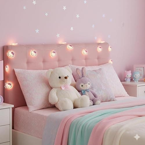 Silver Buffalo Hello Kitty Face with Pink Bow 20ct Decorative String Lights, 7 Feet Long, Battery Powered (Batteries Included), Pink LED, Indoor Use Only thumbnail 9