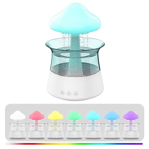 HIERTAOP Rain Cloud Humidifier Water Drip, 2 in 1 Rain Cloud Diffuser, Rain Drop Humidifier, Aromatherapy Essential Oil Diffuser - Image 1