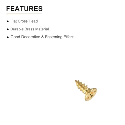 DTGN M2x5mm(DXL) Brass Phillips Wood Screws - 100Pack - Good for Wood Crafts, Furniture - Countersunk Head Self-Tapping Screw - Brass Tone thumbnail 3