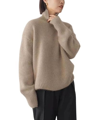 Yancremio Rollkragenpullover für Damen Modischer lässiger lockerer Warmer Strickpullover Eleganter Dicker weicher Rollkragenpullover in Volltonfarbe - Image 1