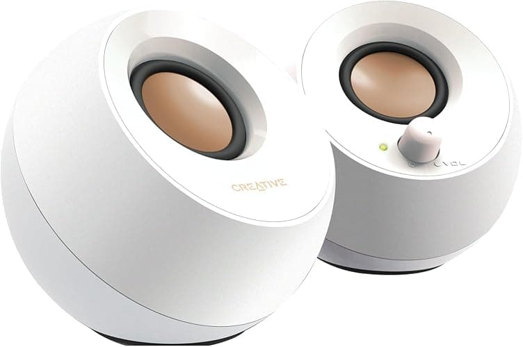 Creative Pebble Modern 2.0 USB powered Compact Speaker Sound System with Clear Sound for Computer, PC, Laptop, Mac - White - Image 1