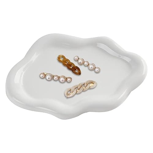 RoadLoo Vassoio per Gioielli, Piatto per Gioielli in Ceramica Piattino Portagioie a Forma di Nuvola Organizzatore di Gioielli Decorativo Vassoio Portaoggetti Regalo di Compleanno per le Donne - Image 1