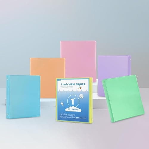 1 Inch Binders 3 Ring,6 Pack Three Ring Binder with 2 Pockets,PVC-Free,Customizable Clear View Cover for 8.5 x 11'' Letter Size Papers, Round Ring， Ideal for School, Office Supplies thumbnail 7