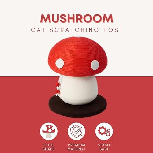 PECHVINO Mushroom Cat Scratching Post - Unique Design, Sisal-Wrapped, Ideal for Medium and Small Cats, No Assembly Required thumbnail 2