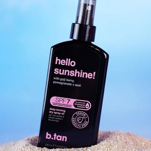 b.tan SPF 7 Tanning Oil | Hello Sunshine - Deep Suntan Dry Spray, Best Outdoor Browning Body Mist, Packed with Moisturizing Goji Berry, Pomegranate + Açai, Austrailian Brand, 8 Fl Oz thumbnail 8