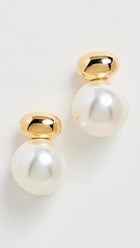 SHASHI Women's Gold Pearl Stud Drop Earrings, Pearl, One Size thumbnail 2
