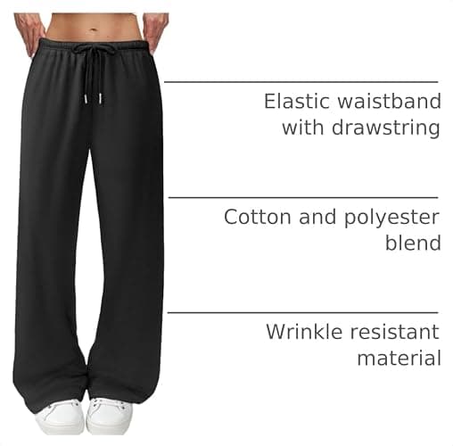 JEKAOYI Wide Leg Sweatpants for Women High Waisted Baggy Sweat Track Pants Drawstring Casual Lounge Pants with Pockets thumbnail 4