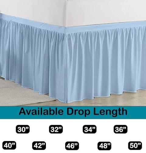 Peace Sleep Bedding Dorm Room Bed Skirt, Twin XL - 32 inch Drop, Dust Ruffled Bed Skirt for College Dorms, 100% Microfiber Extra Long Bedskirt - Light Blue thumbnail 4