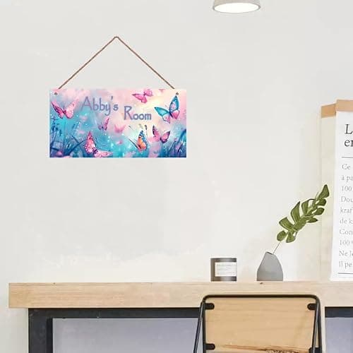 Personalized Sign Butterfly Decor For Girls Room, Fantasy Themed Kids Bedroom Decor, Dreamy Painting Room Décor for Little Man Cave, Wall Decorations For Girls Room Nursery Baby Playroom thumbnail 4