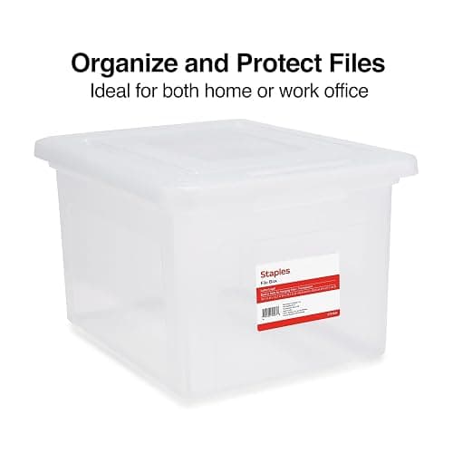 STAPLES Hanging File Folder Box, Storage Bin Organizer, Snap Lid, Letter & Legal Size Documents, Clear thumbnail 4