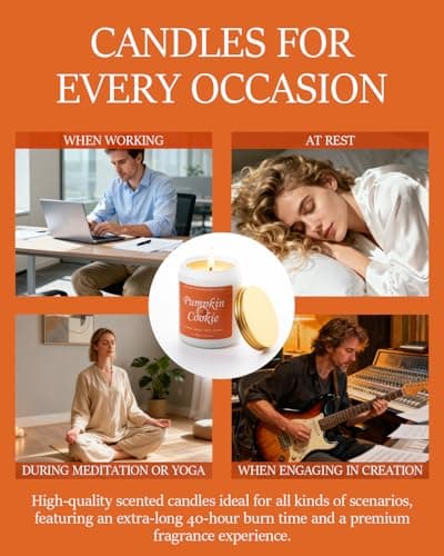 AmyRylan Fall Scented Candle for Home, Pumpkin Cookie 7.05 oz 40 Hour Burn Time, Long Lasting Soy Jar Candle, Gifts for Christmas, Halloween, Mother's Day, Inspirational Gifts for Women, Aromatherapy thumbnail 6