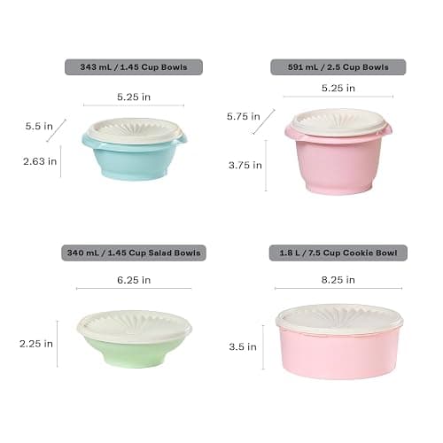 Tupperware Heritage 36-Piece Vintage Pastel Set (18 Containers + 18 Lids) | Plastic Food Storage Containers with Secure Lids, BPA-Free Materials, & Dishwasher-Safe for Kitchen Storage or Meal Prep thumbnail 3