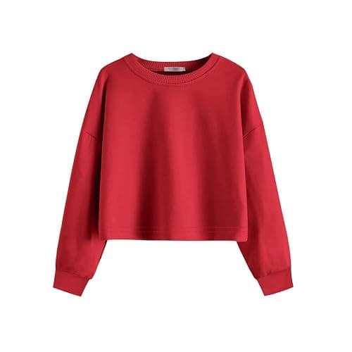 Arshiner Girls Crop Tops Kids Long Sleeve Pullover Sweatshirts Girls Cropped Crewneck Sweatshirt for 5-14 Years Teen Girl - Image 1