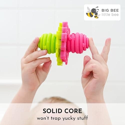 Big Bee, Little Bee - Kids Original ScrubBEE, 100% Silicone Childrens Bath Scrubber, Promotes Effective Independent Hand & Body Washing, As Seen on Shark Tank (Marigold) thumbnail 6