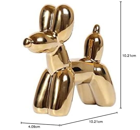Insiswiner Kleine Tierstatuen, Heimdekoration, Goldfigur, Akzent, glänzende Ornamente, Keramik-Dekoration für Regale thumbnail 3