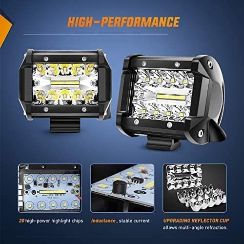 Nilight 2 Pcs 4 Inch 60W Led Pods with 2 Inch Tow Hitch Mounting Brackets Backup Reverse Lights Rear Light Bar for Pickup ATV SUV Truck Trailer Boat thumbnail 3