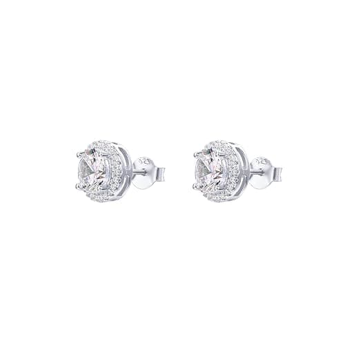 PAVOI 14K Gold Plated 925 Sterling Silver Post Brilliant Round Faux Diamond Halo Earrings - Premium Cubic Zirconia in Rose, White, and Yellow Gold thumbnail 3