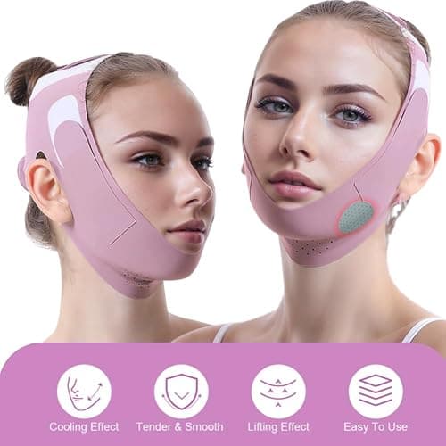 ROWMATE Graphene V-Line Mask Chin Up Mask V Shaped Face Mask Chin strap for sleeping,Jawline Shaper,Lilac,Small thumbnail 2