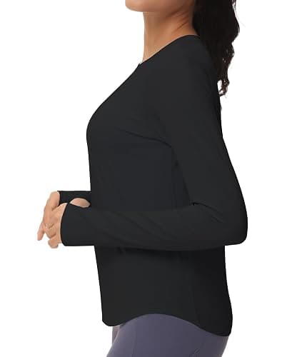THE GYM PEOPLE Women's Long Sleeve Workout Shirts Athletic Crewneck Hiking Tops with Thumb Hole thumbnail 2