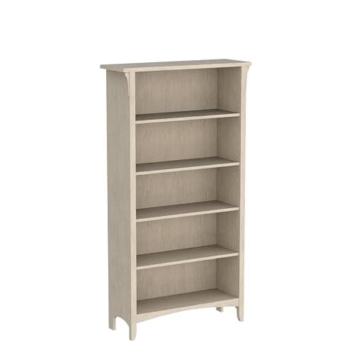 Bush Furniture Salinas Tall 5 Shelf Bookcase - Set of 2 in Antique White, Vertical Office Storage, Bookshelves for Home Workspace, Multi-Purpose Shelving Units thumbnail 5
