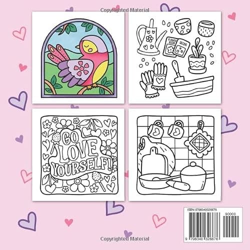 Girl Therapy Coloring Book: Bold and Easy Designs for Adults and Teens, Simple, Cozy Illustrations for Self-Care & Relaxation (Bold & Easy) thumbnail 2