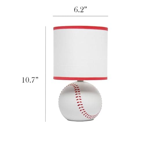 Simple Designs LT2119-BSB 10.7" SportsLite Mini Baseball Table Lamp for Kids Room, Mancave, White and Red thumbnail 3