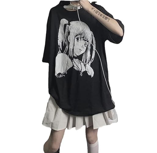 PEXIZUAN Women's Loose Fit T-Shirt, Black, S, Gothic, Grunge, Streetwear, Harajuku, Dark, Size S - Image 1